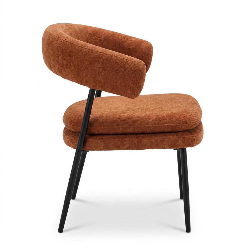 Modern Chenille Accent, Metal Frame - TONE PAIR CHAIR ORANGE