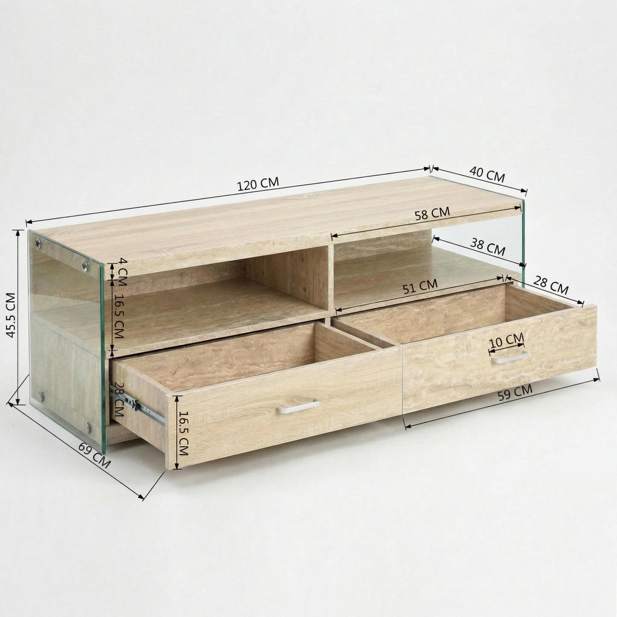 Nominately Modern Floating TV Stand, Beige Hollow Panel - VINE TRAVERTINE
