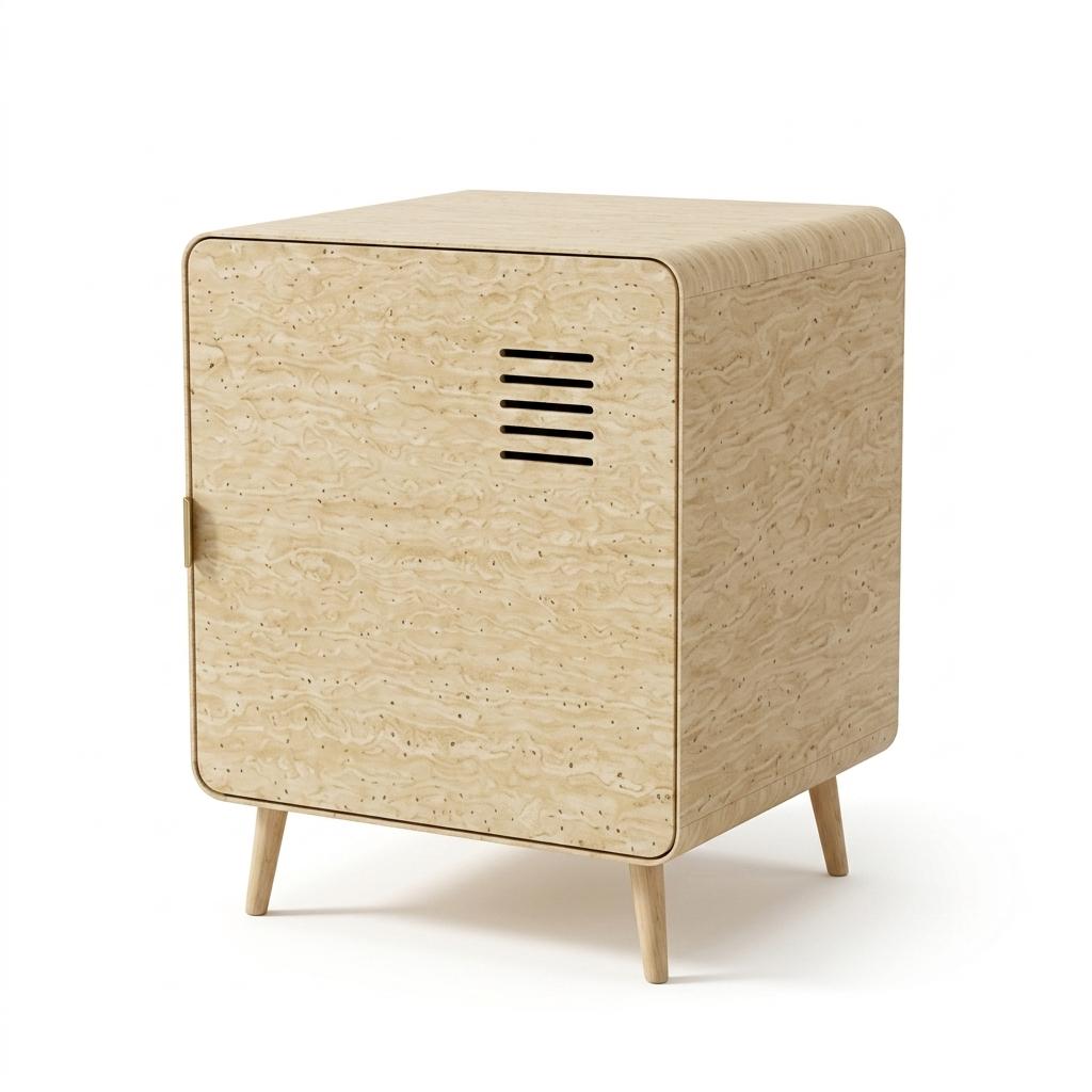 WALNUT NIGHT STAND YELLOW TRAVERTINE