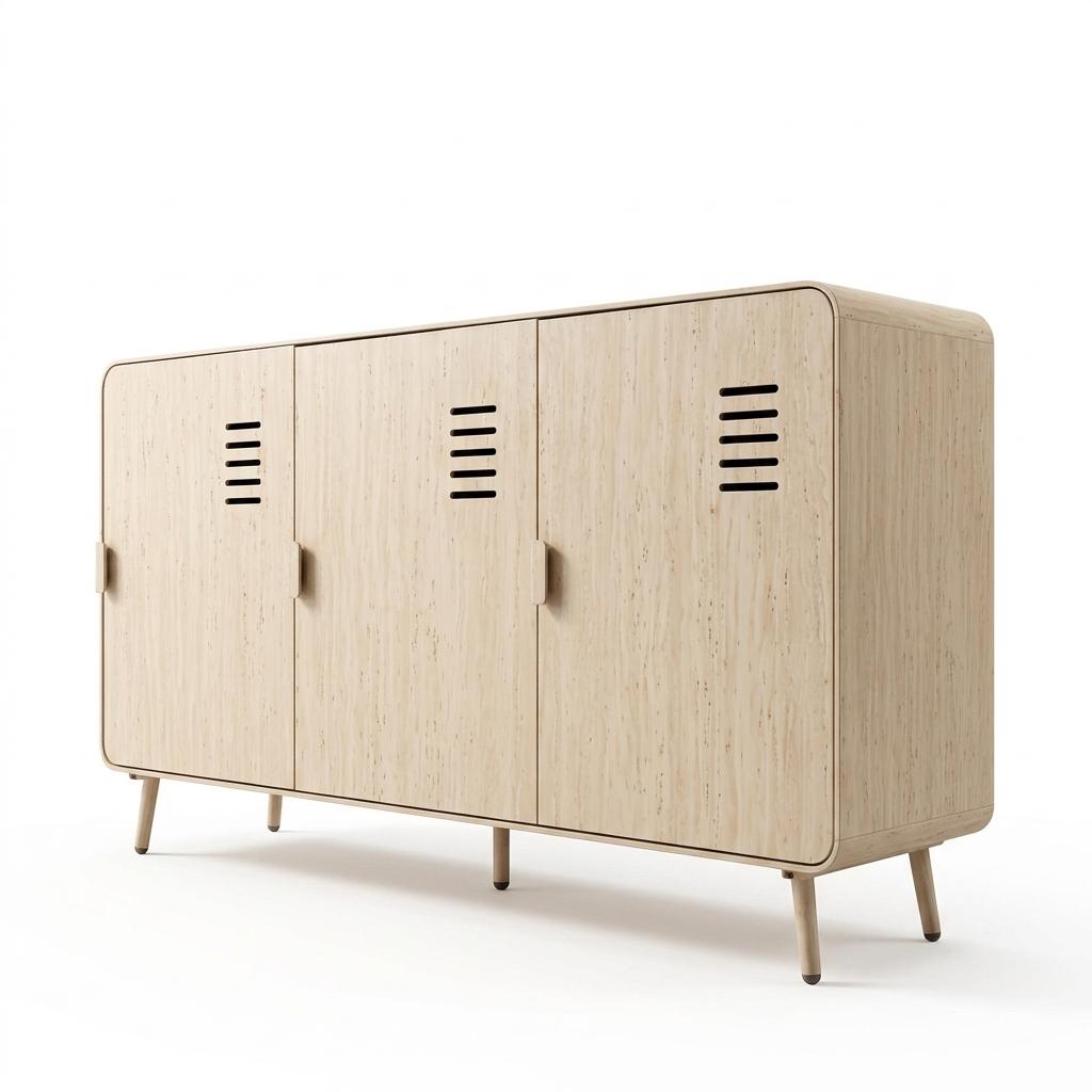 WALNUT TV STAND YELLOW TRAVERTINE