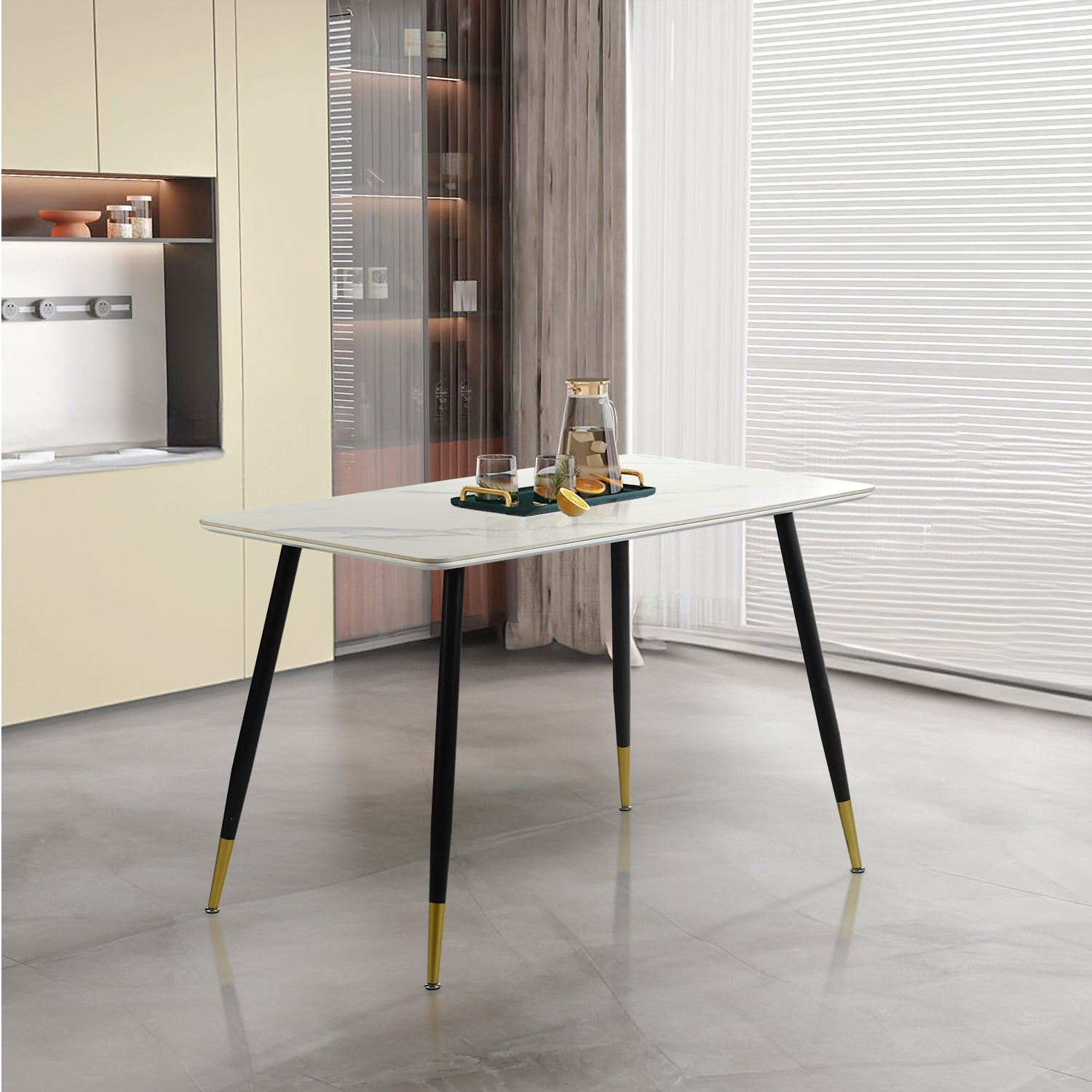 Whalen Porcelain White Marble Dining Tables