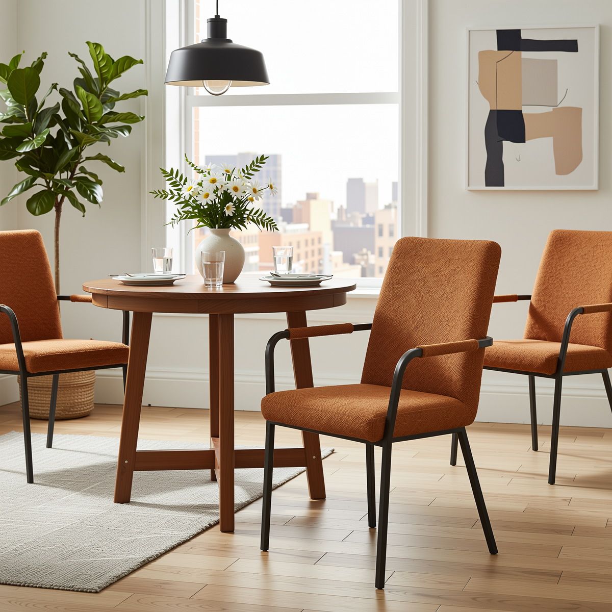 Divorcement Modern Black Dining Chair, Bamboo Fiberboard & BERGO Fabric - XYLAR