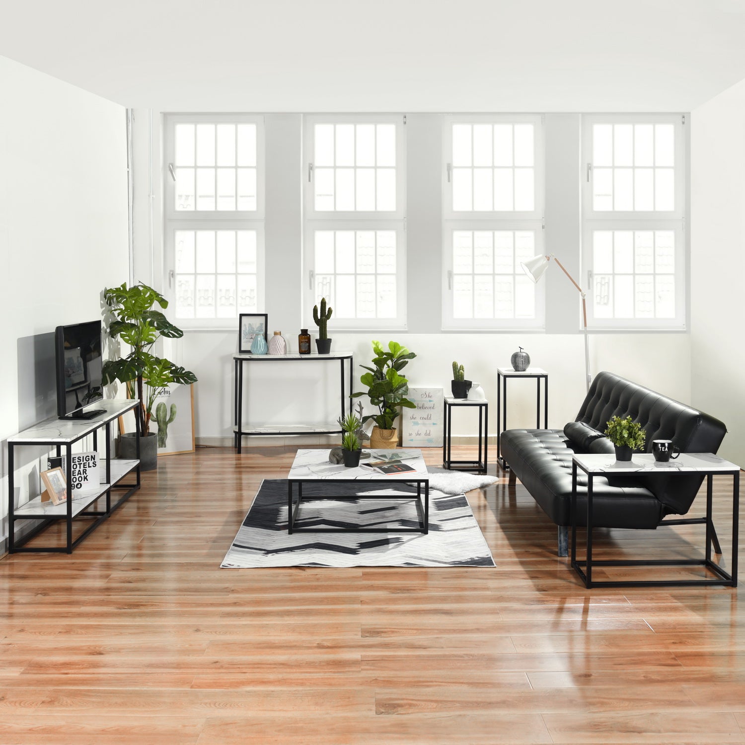 Adria Black Leg Plant Stand Set