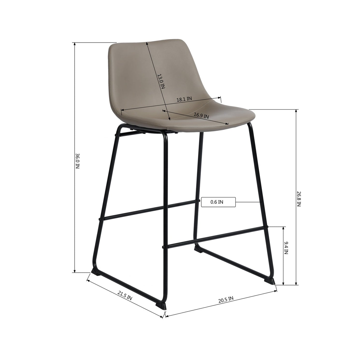 Batassel Pu Grey Bar Stool