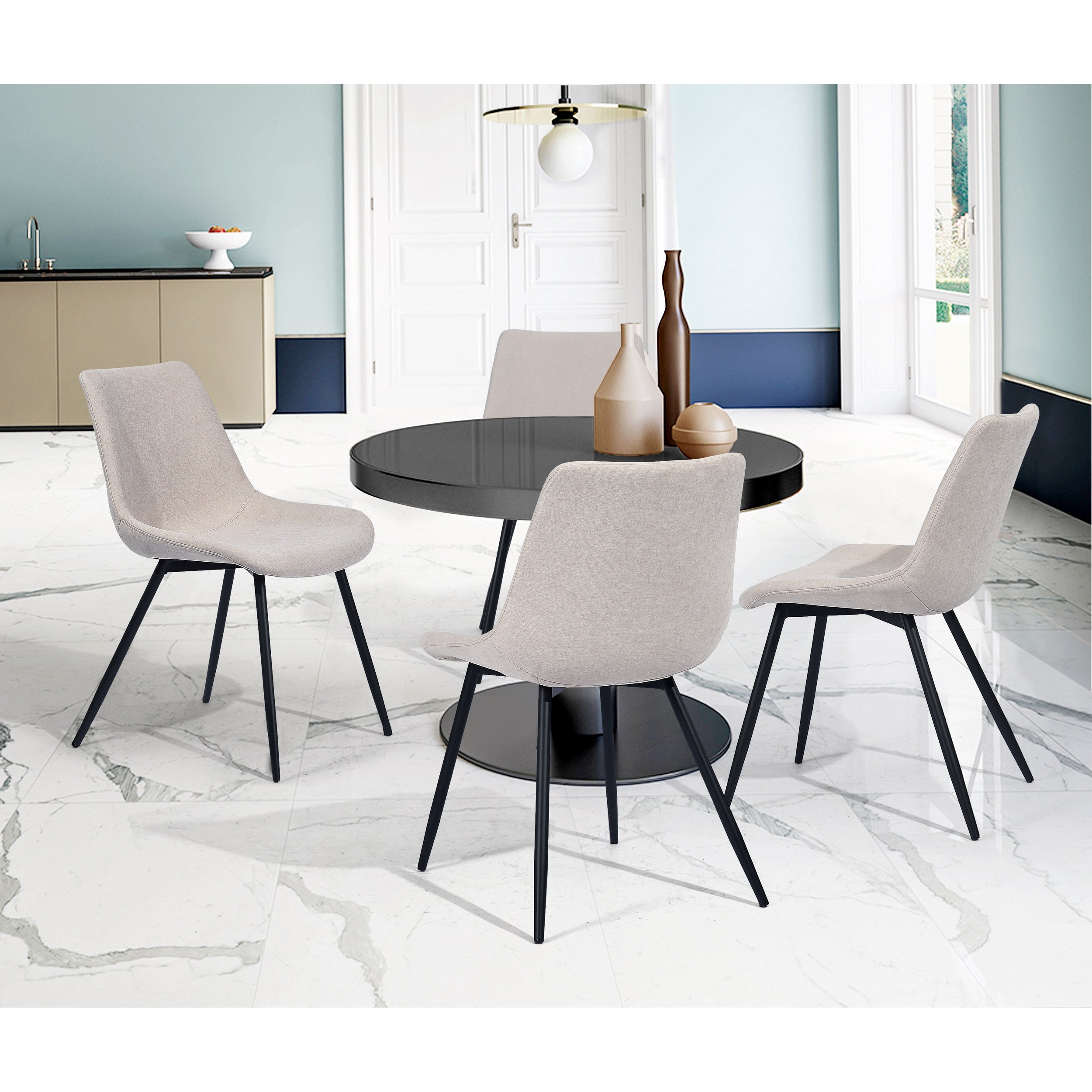 Casemiro Fabric Beige Dining Chair