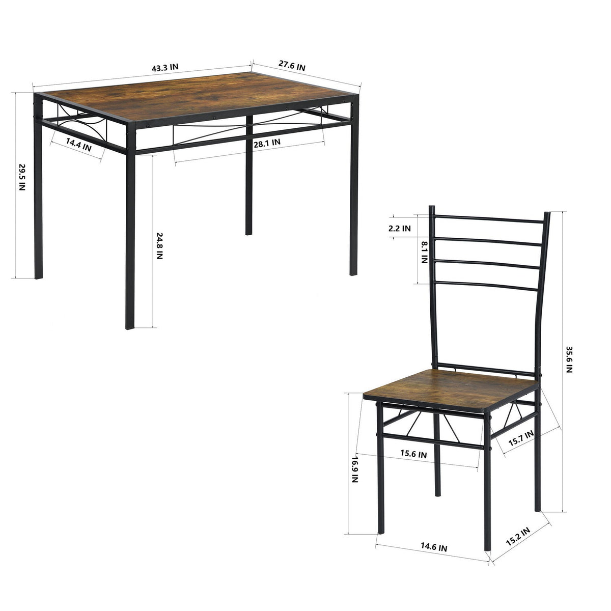 Embery 110 Vintage Dining Table Sets