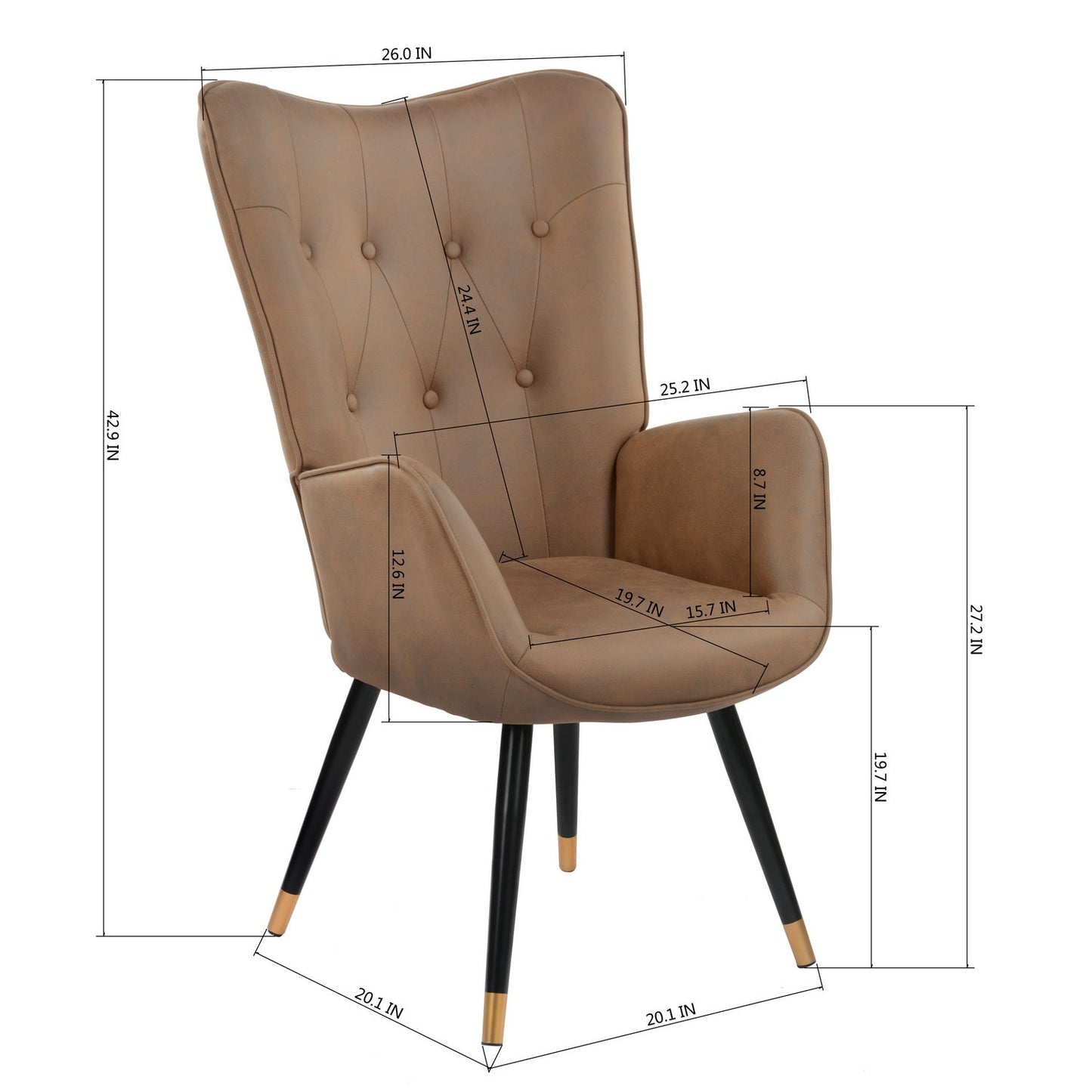 Kas Fabric Brown Black Gold Leg Ukfr Accent Chairs