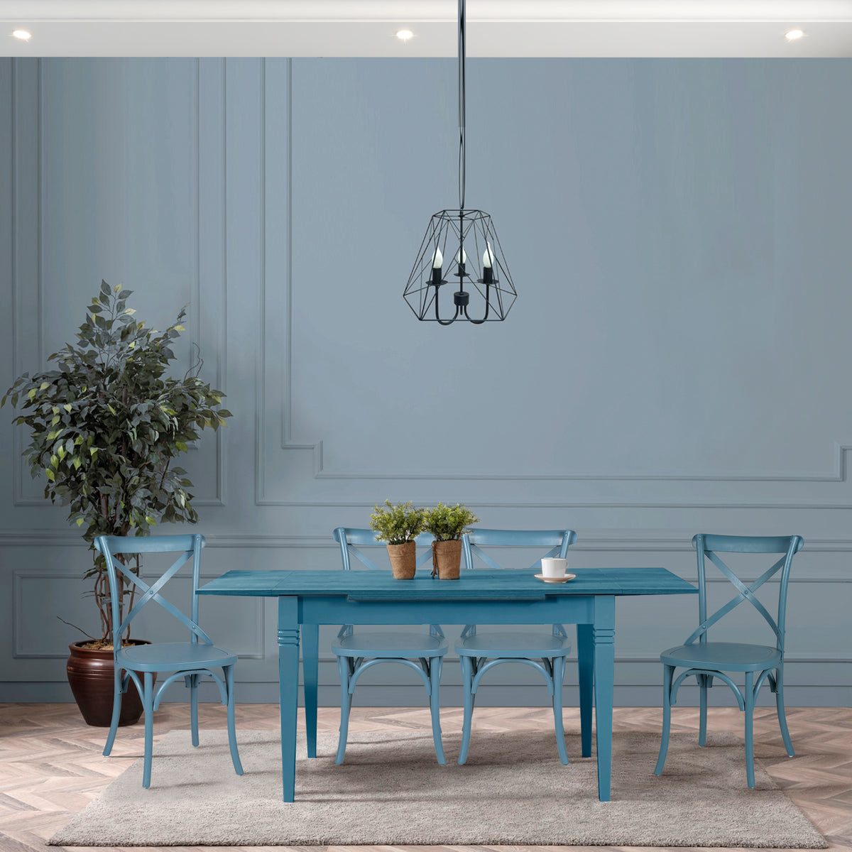 Modern Blue Beech Wood Dining Chair - TARA-BLUE