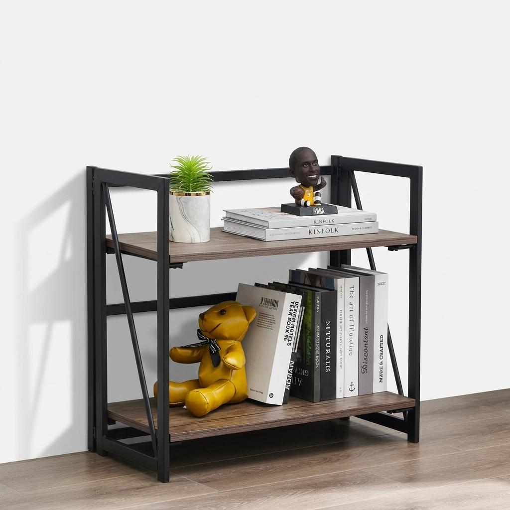 Backer 2 Levels Black Bookcases