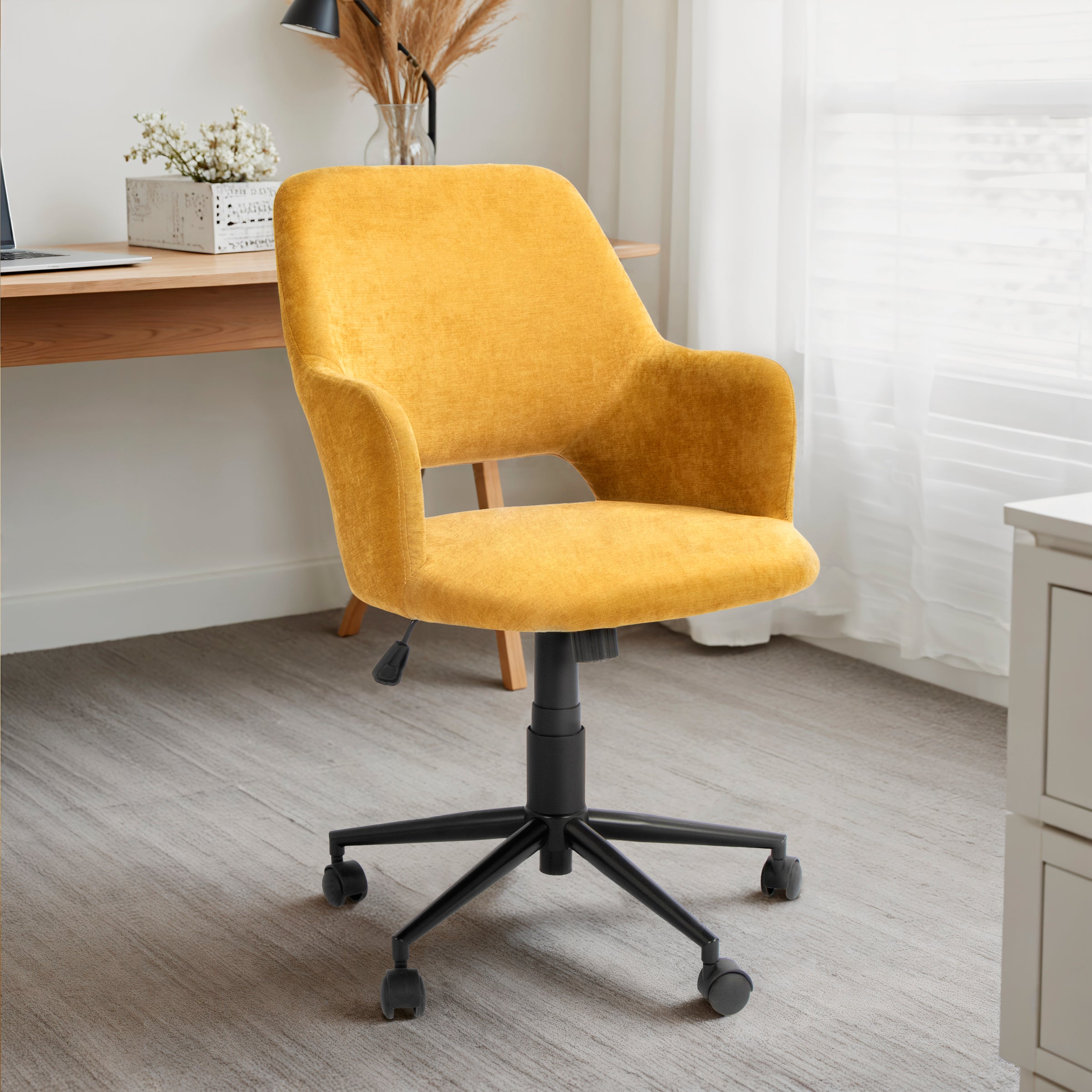 Modern Ergonomic Fabric Office Chair - TEMA MUSTARD