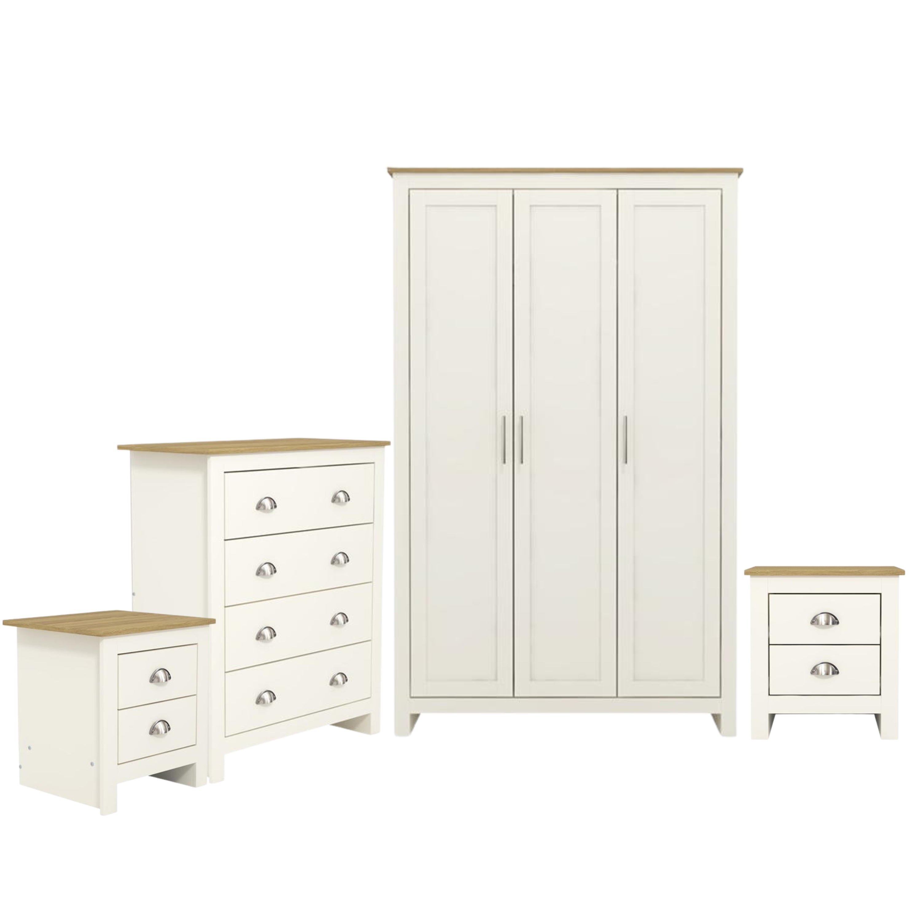 Modern Bedroom Set, Particleboard & MDF, 4-Piece - LANCASTER Beige