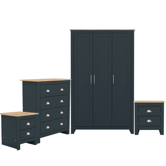Modern Blue Bedroom Set, Particleboard & MDF - LANCASTER 4PC SET BLUE
