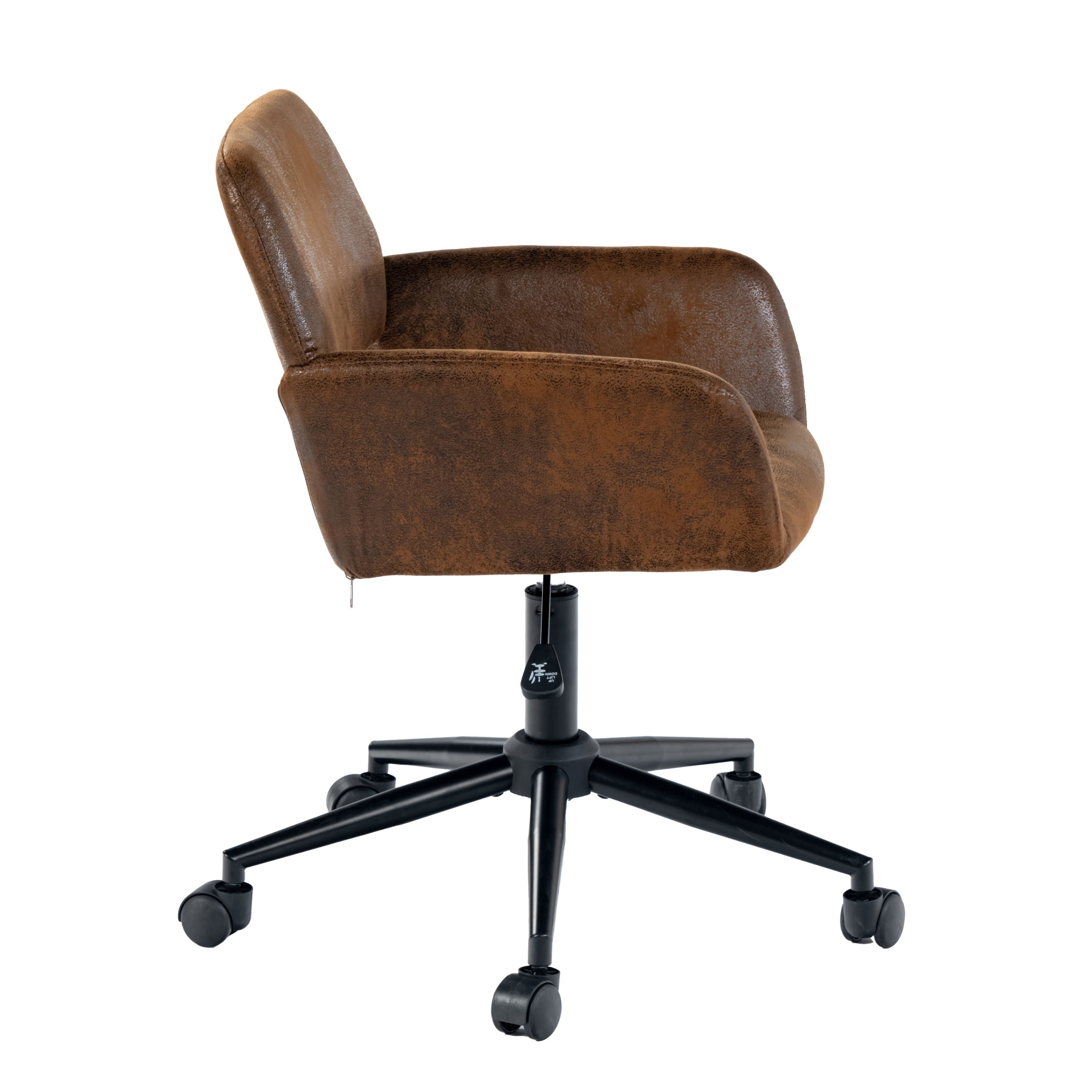 Modern Suede Office Chair, Adjustable Brown Black - ROSS KD SUEDE