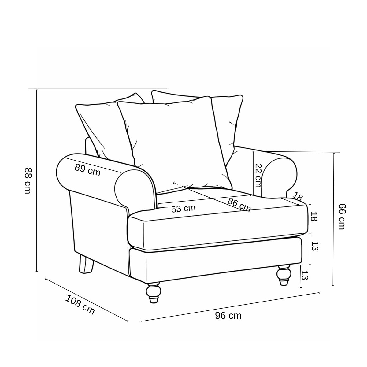 Modern Beige Fabric, Wooden Frame Accent - ELAITH Armchair