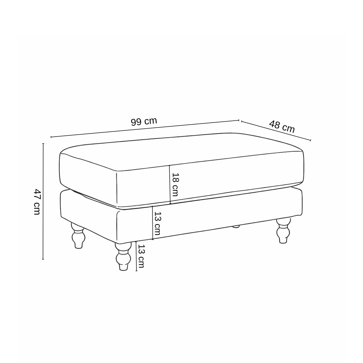 Modern Minimalist Wood Frame, Beige Fabric - ELAITH FOOTSTOOL