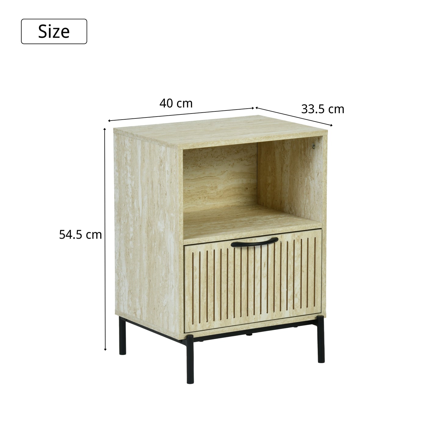 Naysay Modern Minimalist Nightstand, MDF & Metal Frame - THESTAIN