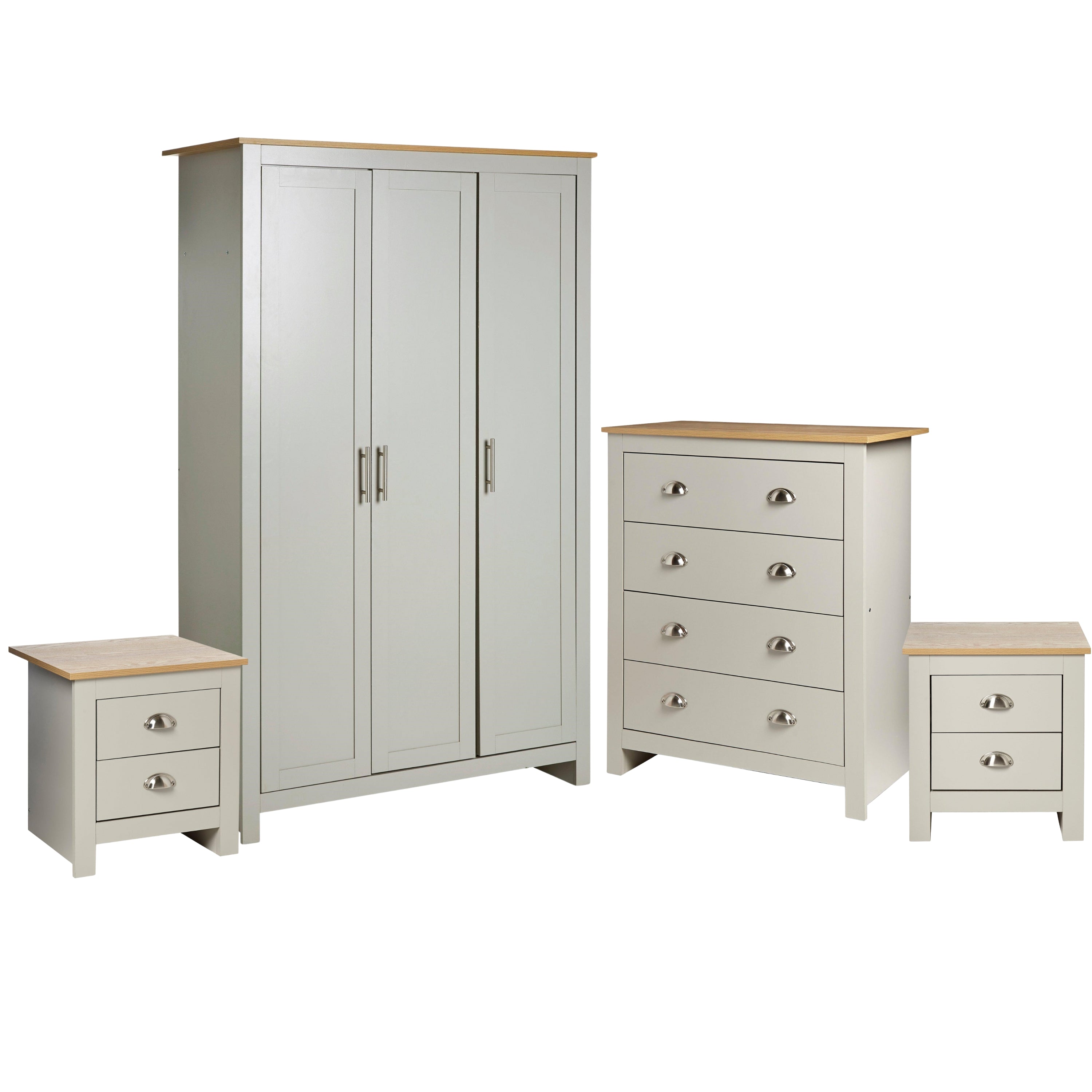 Modern Grey Bedroom Set, Particleboard & MDF - LANCASTER 4PC SET GREY
