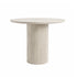 Round Dining Table with Yellow Travertine Effect Melamine Finish and Fluted Pedestal Base - ROWAN
