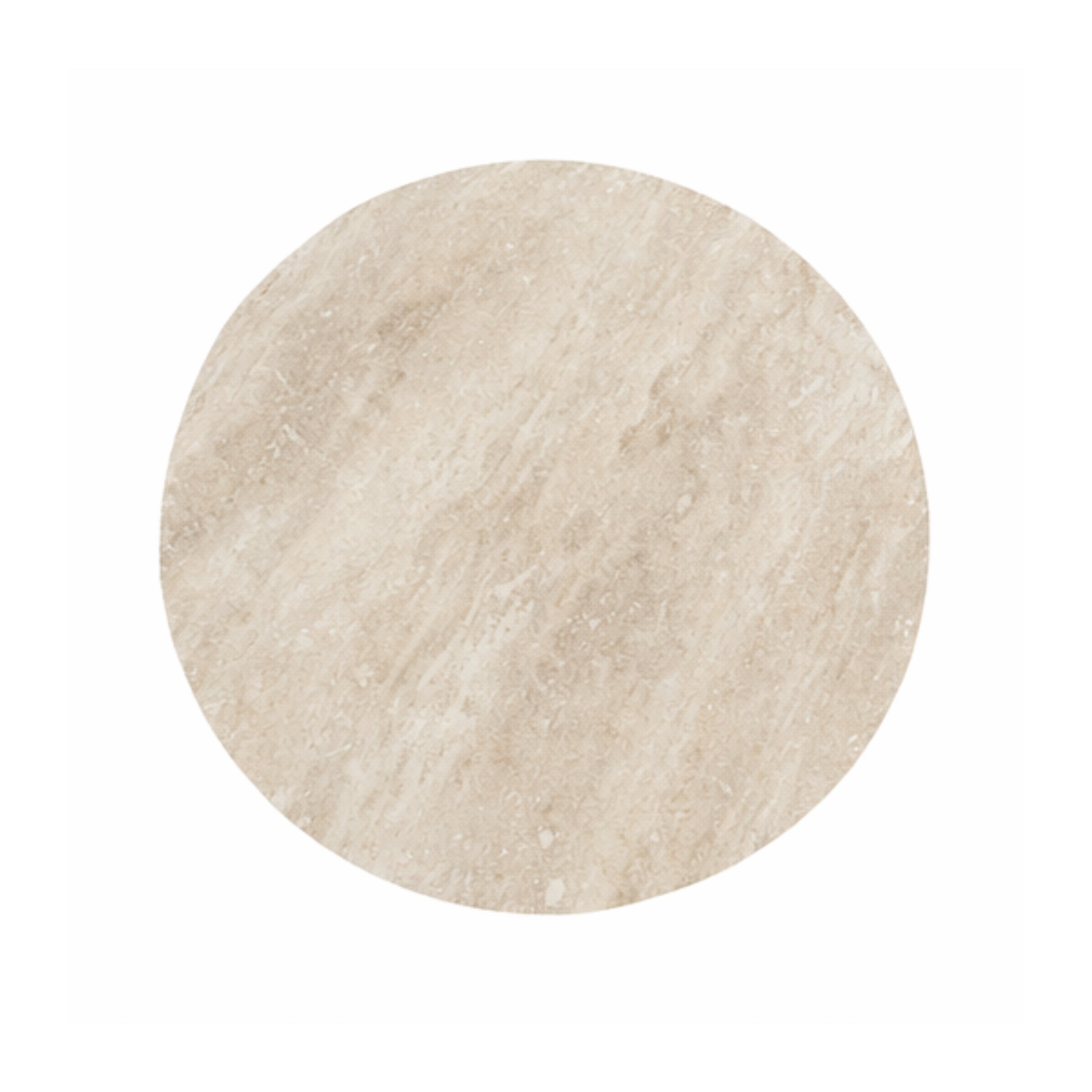 Round Dining Table with Yellow Travertine Effect Melamine Finish and Fluted Pedestal Base - ROWAN