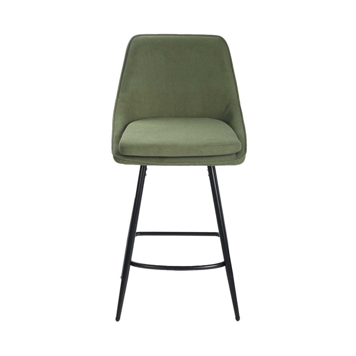 Modern Corduroy Bar Stool, Metal Frame - LAKERS H66 GREEN