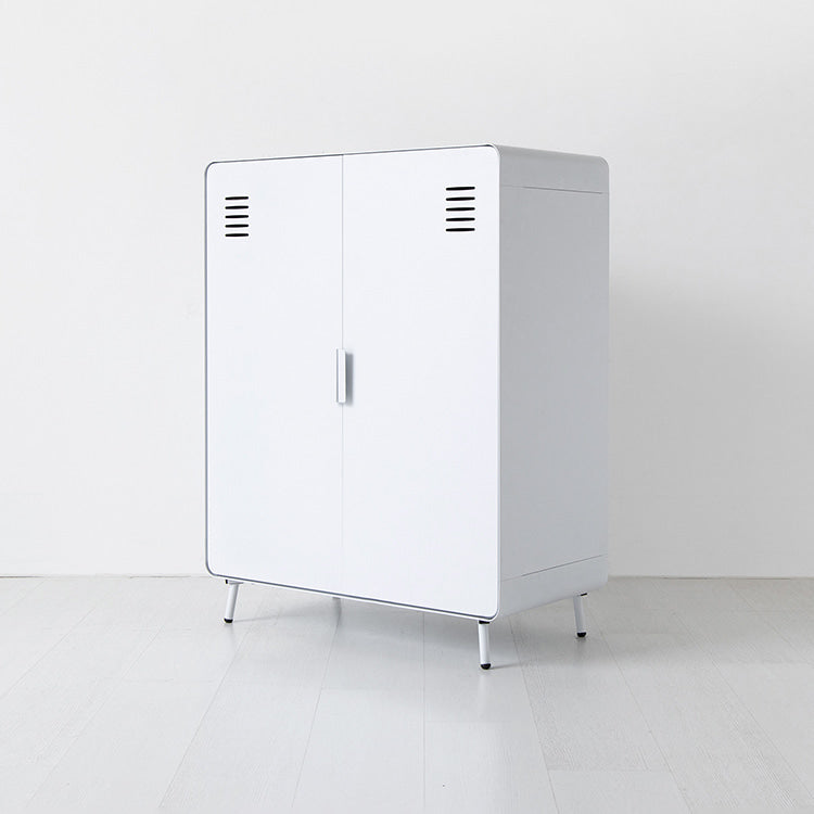 Modern Steel Double Door Cabinet - Walnut 2 Doors White