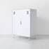 Modern Steel Double Door Cabinet - Walnut 2 Doors White