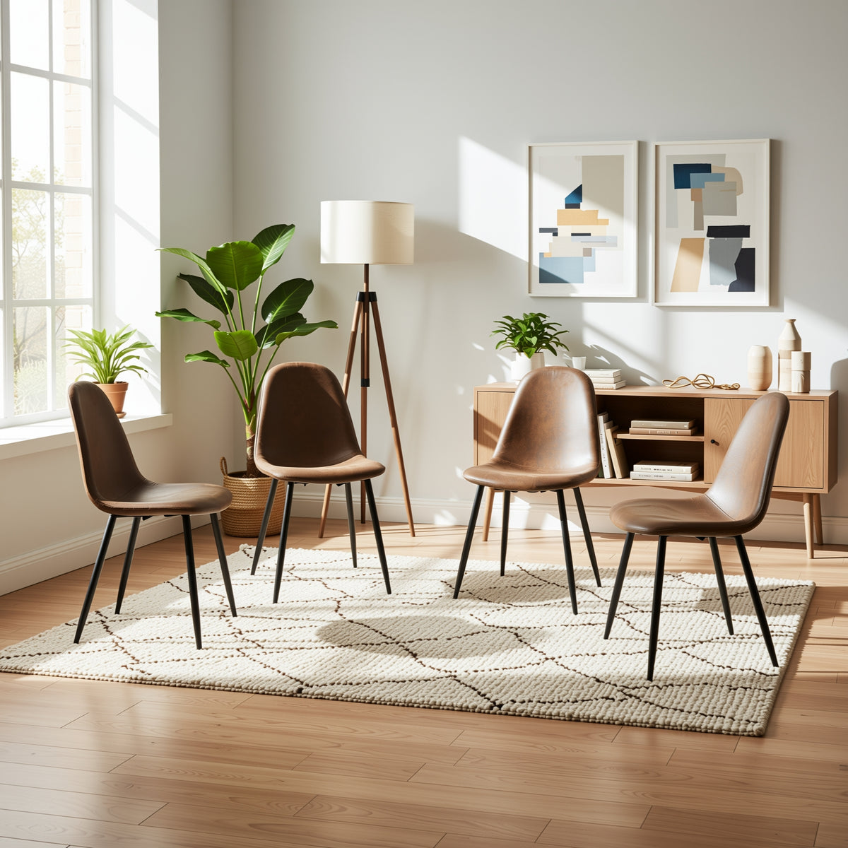 Modern Suede Dining Chair, Metal Frame - CHARLTON SUEDE BROWN FRASERS
