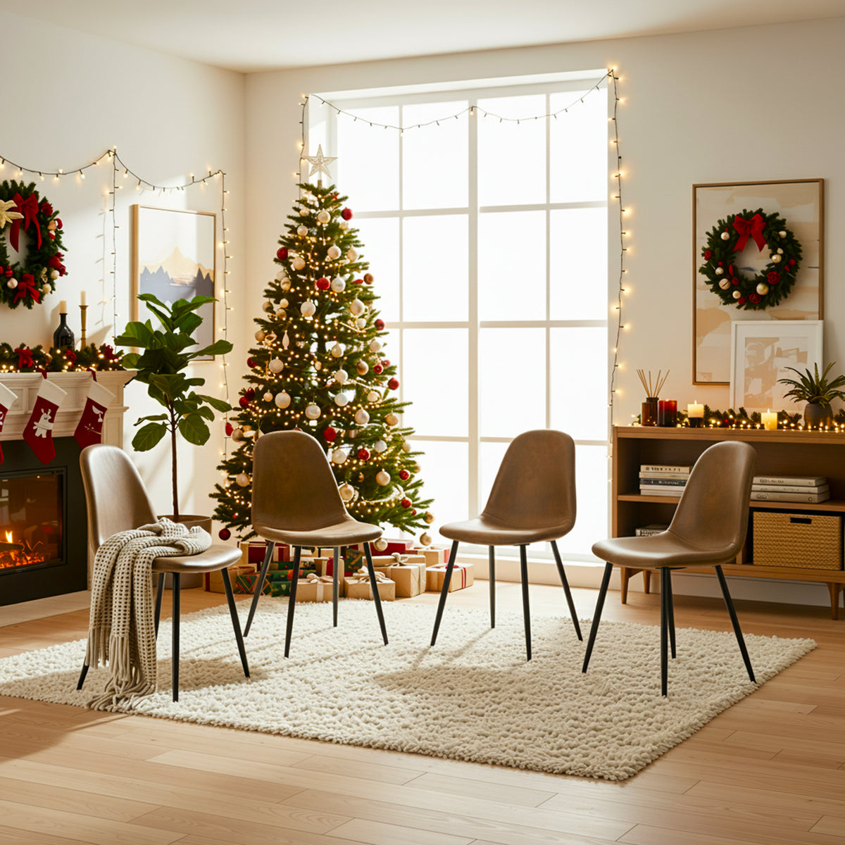 Modern Suede Dining Chair, Metal Frame - CHARLTON SUEDE BROWN FRASERS