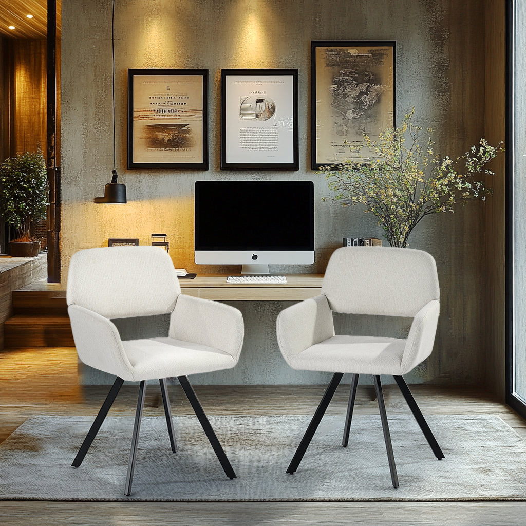 Modern Swivel Dining Chair, Fabric Upholstery - CALIFORNIA KD BEIGE SWIVEL FR
