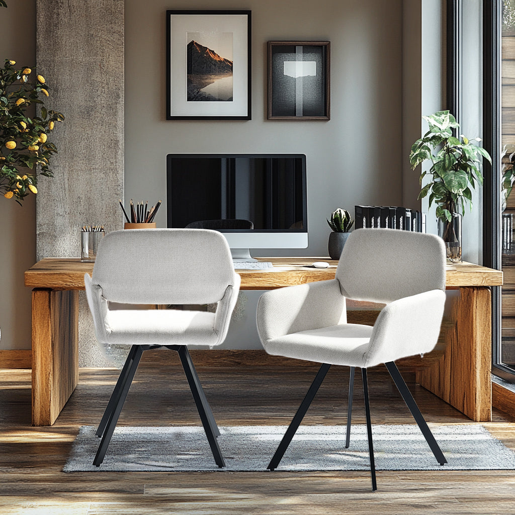 Modern Swivel Dining Chair, Fabric Upholstery - CALIFORNIA KD BEIGE SWIVEL FR