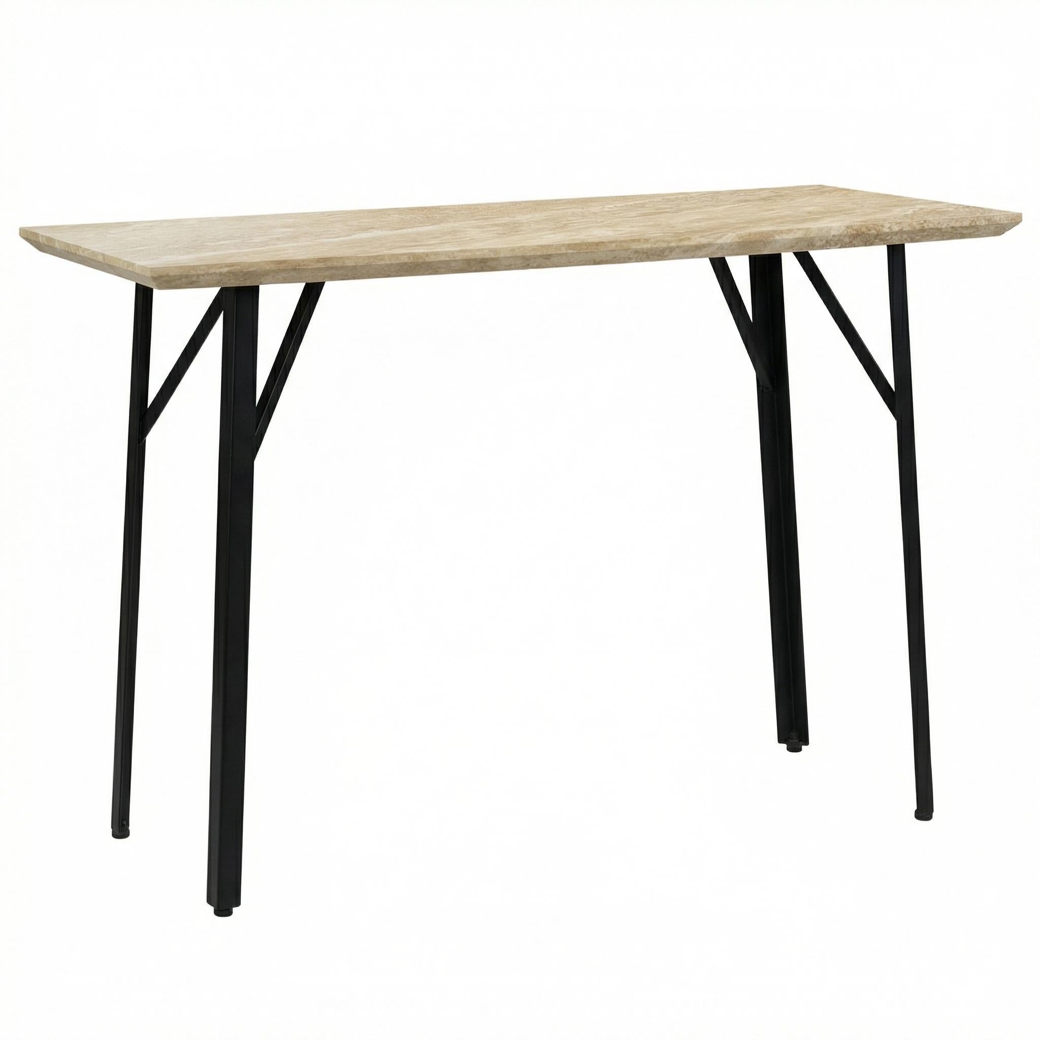 Travertine-Effect Industrial Bar Table - YAZ TRAVERTINE