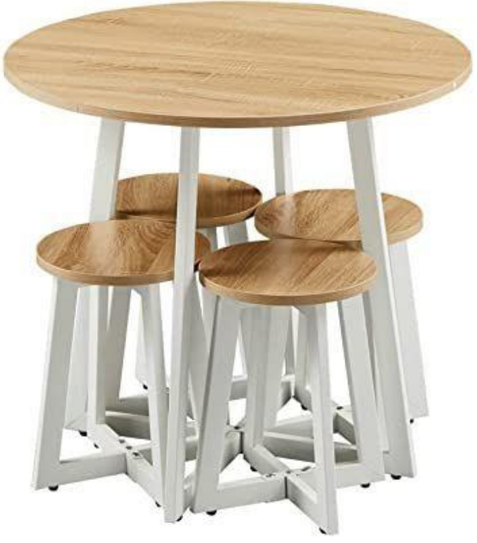 Modern Oak White Dining Set, MDF Table & Stools - KES DIN SET A – www ...