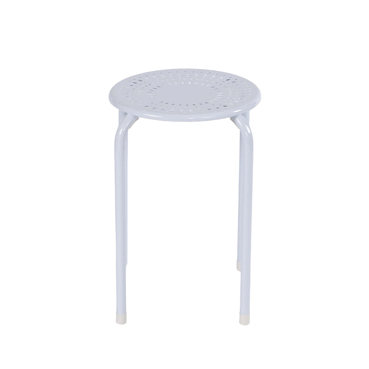 Modern Minimalist Metal Stool, Powder Coated Finish - LEMON DRIPS WHITE