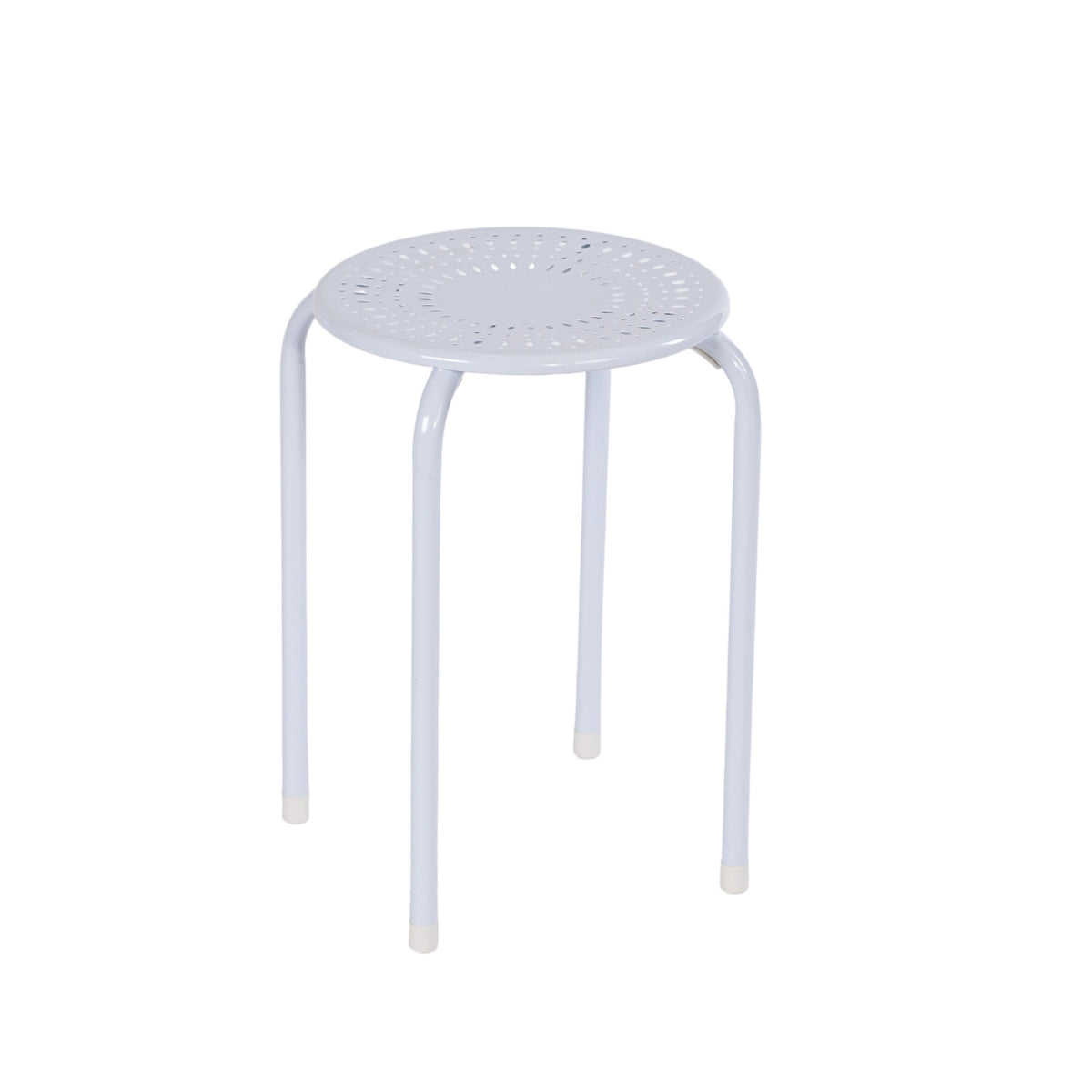 Modern Minimalist Metal Stool, Powder Coated Finish - LEMON DRIPS WHITE