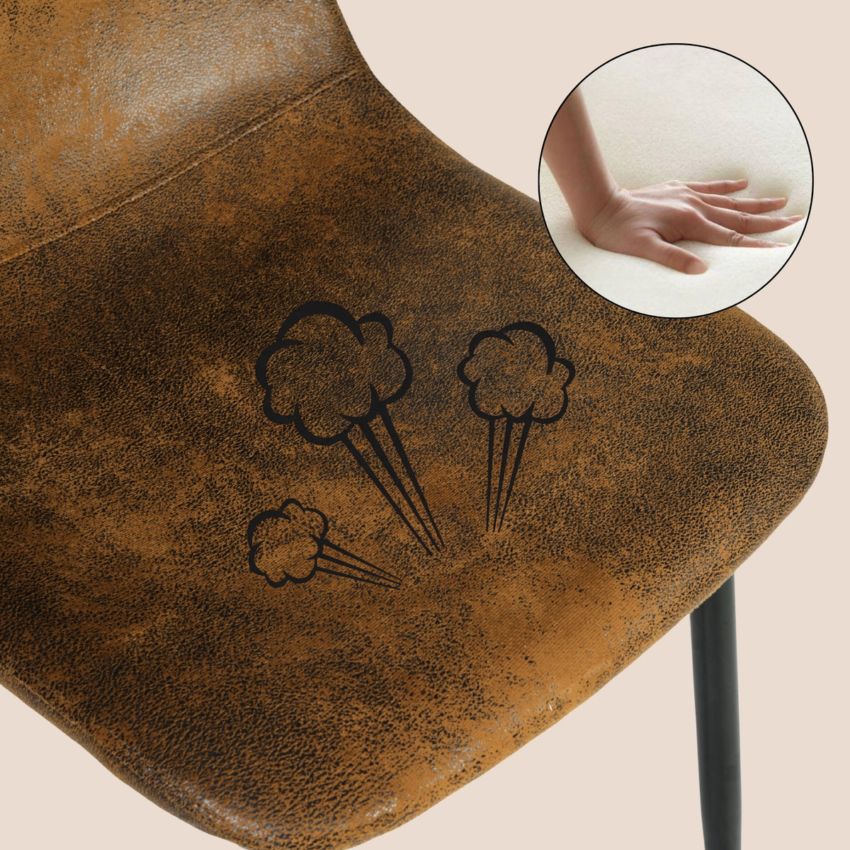 Modern Suede Dining Chair, Metal Frame - CHARLTON SUEDE BROWN FRASERS