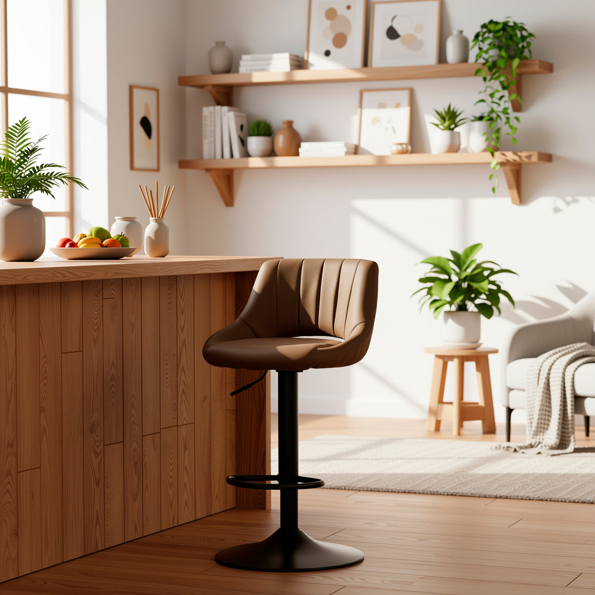 Modern Bar Stool, Fabric Adjustable Seat - AFRA BAR
