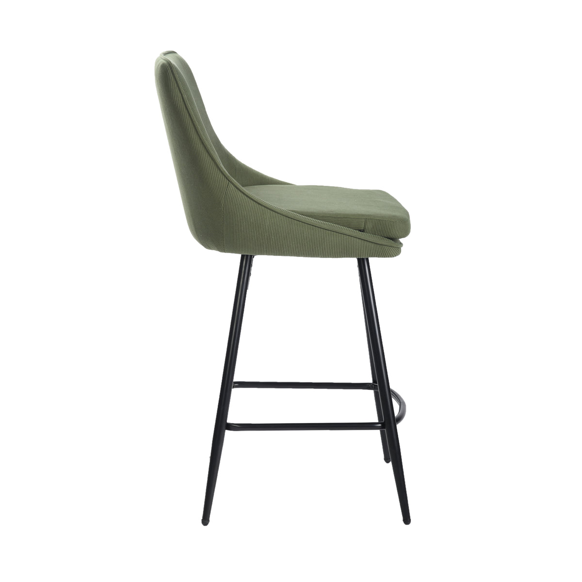 Modern Corduroy Bar Stool, Metal Frame - LAKERS H66 GREEN
