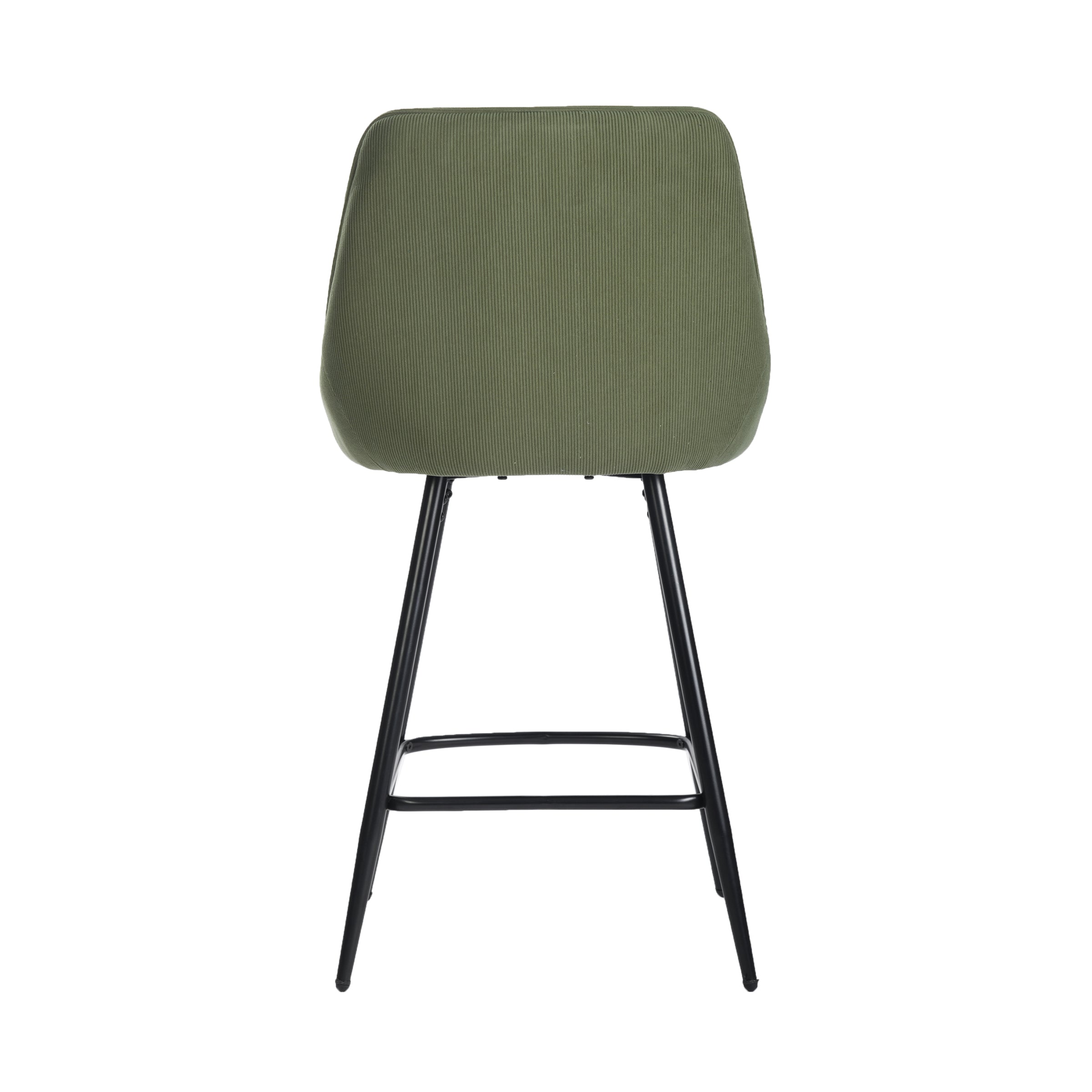 Modern Corduroy Bar Stool, Metal Frame - LAKERS H66 GREEN
