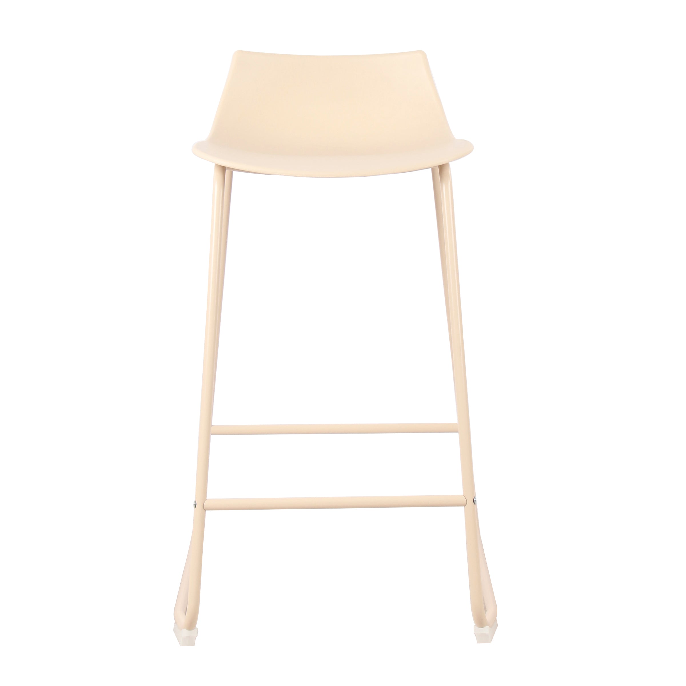 Modern Beige Bar Stool Set, PP Seat & Metal Legs - LAMER BEIGE 2PCS