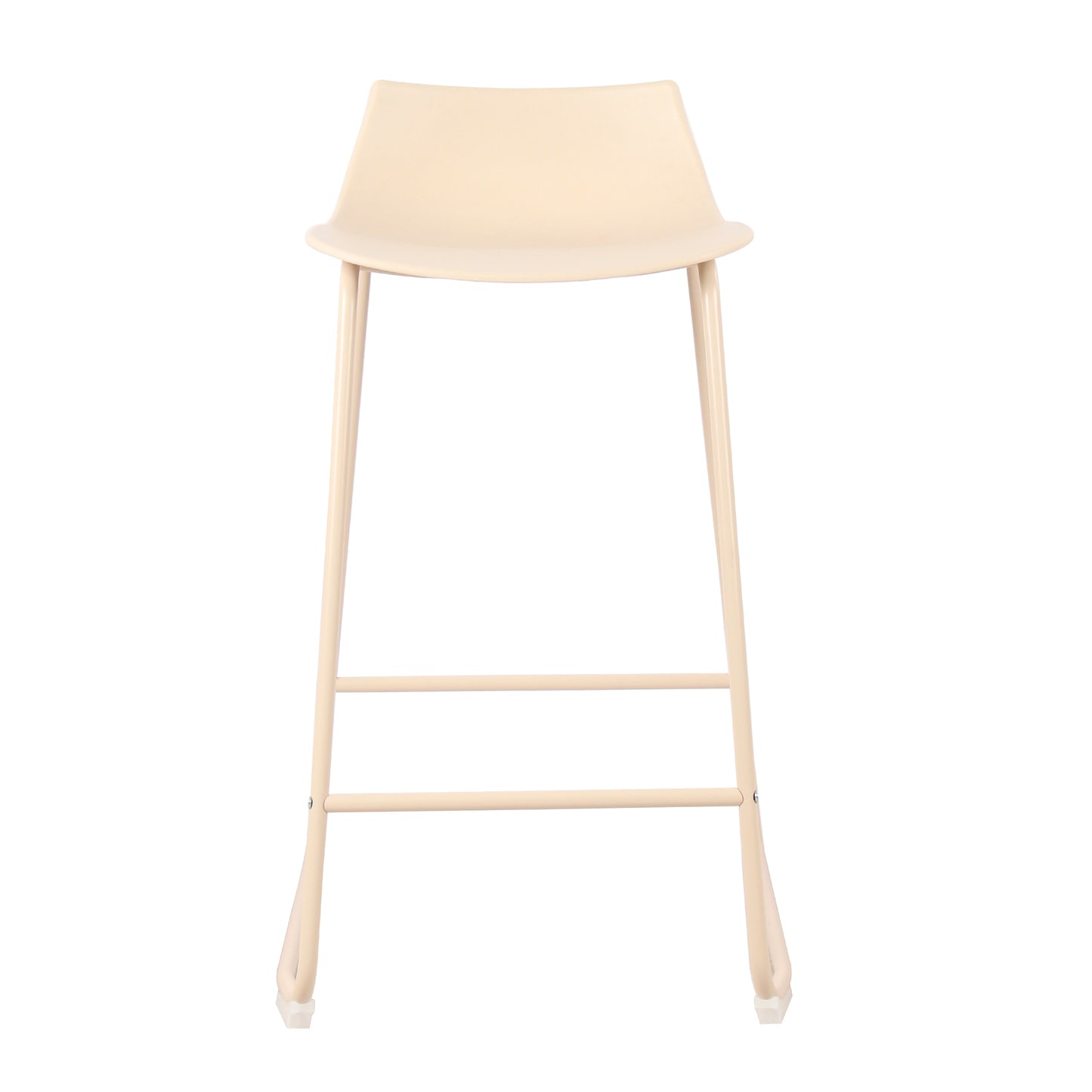 Modern Beige Bar Stool Set, PP Seat & Metal Legs - LAMER BEIGE 2PCS