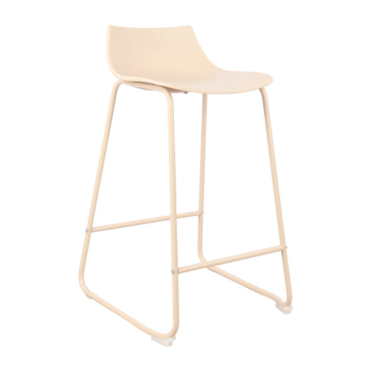 Modern Beige Bar Stool Set, PP Seat & Metal Legs - LAMER BEIGE 2PCS