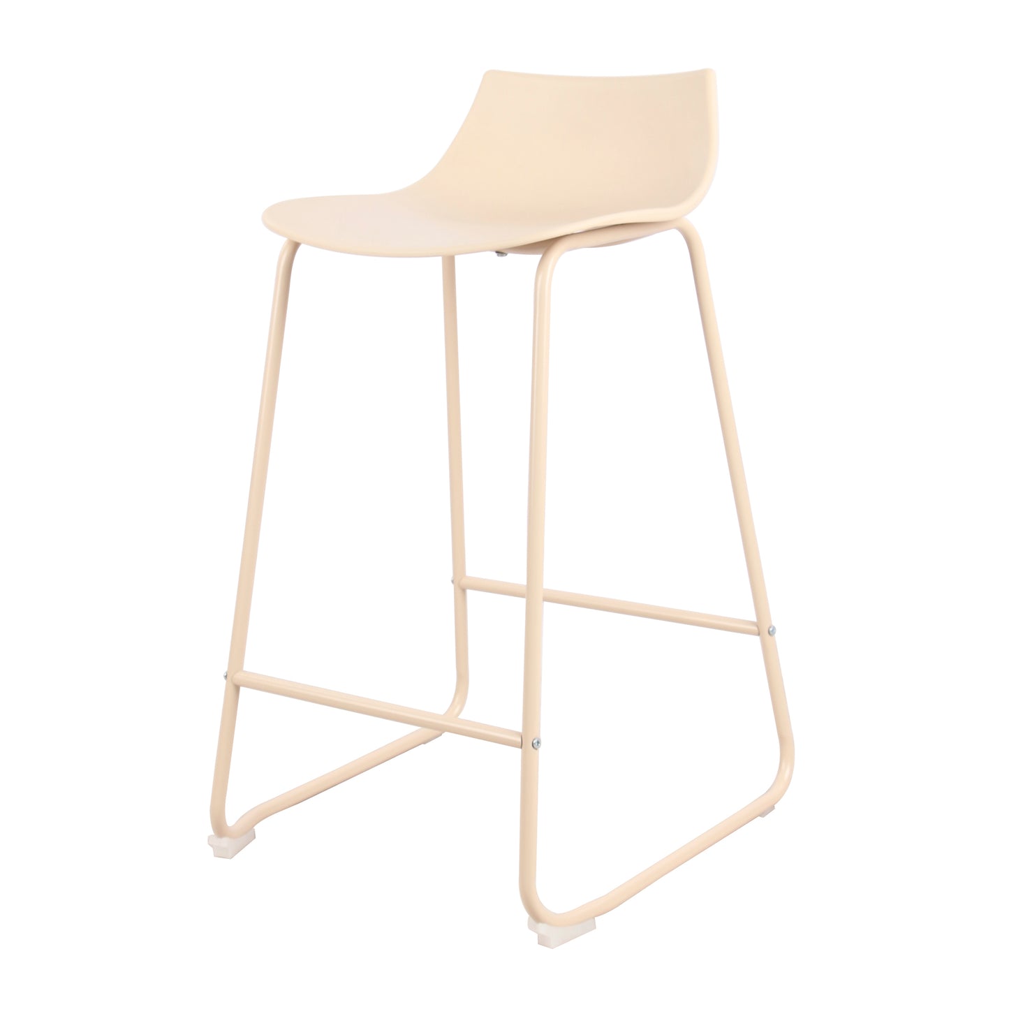Modern Beige Bar Stool Set, PP Seat & Metal Legs - LAMER BEIGE 2PCS