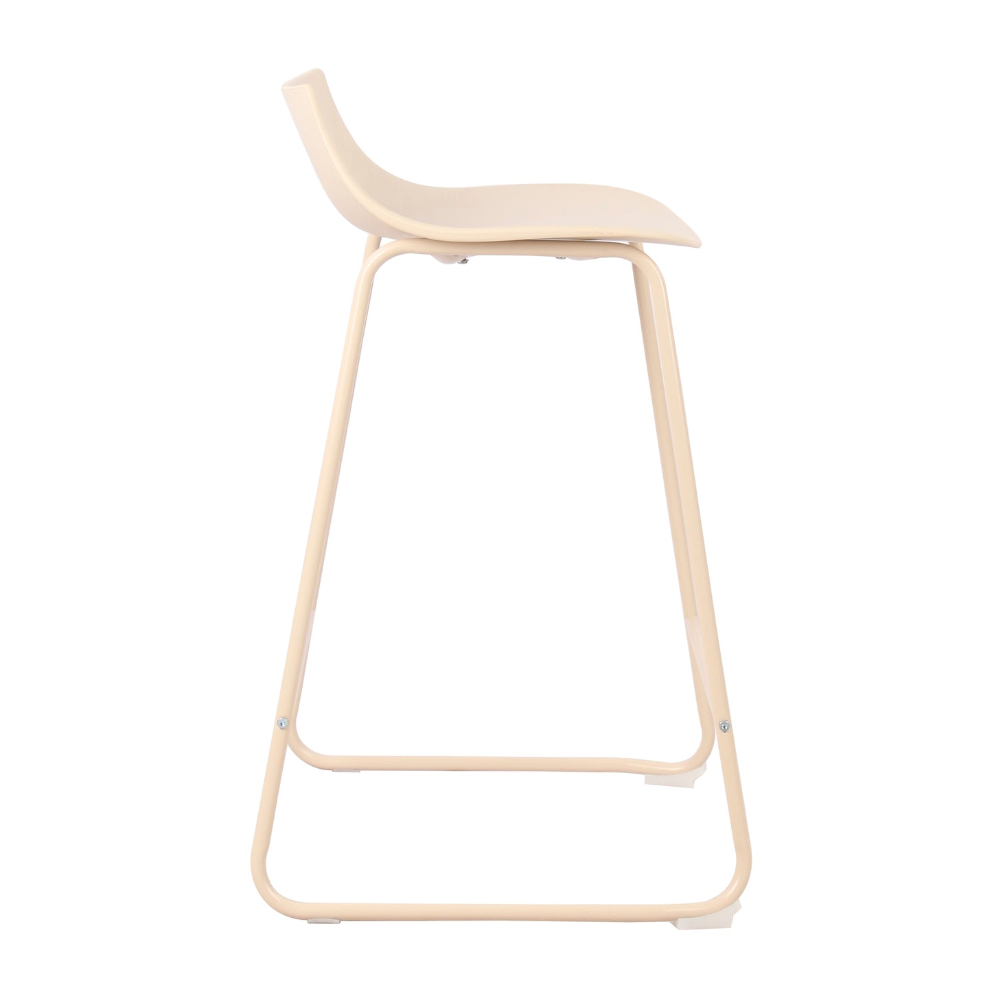 Modern Beige Bar Stool Set, PP Seat & Metal Legs - LAMER BEIGE 2PCS