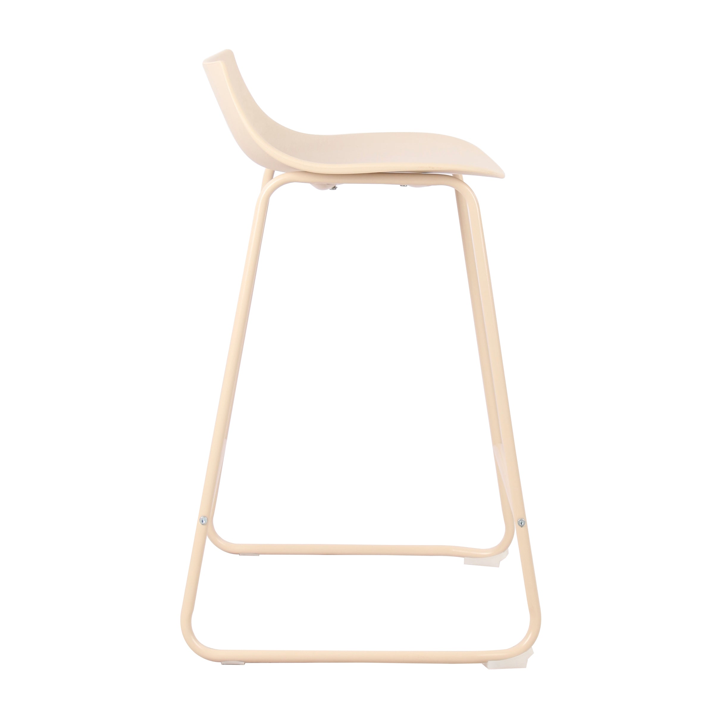 Modern Beige Bar Stool, PP Seat & Metal Legs - LAMER BEIGE