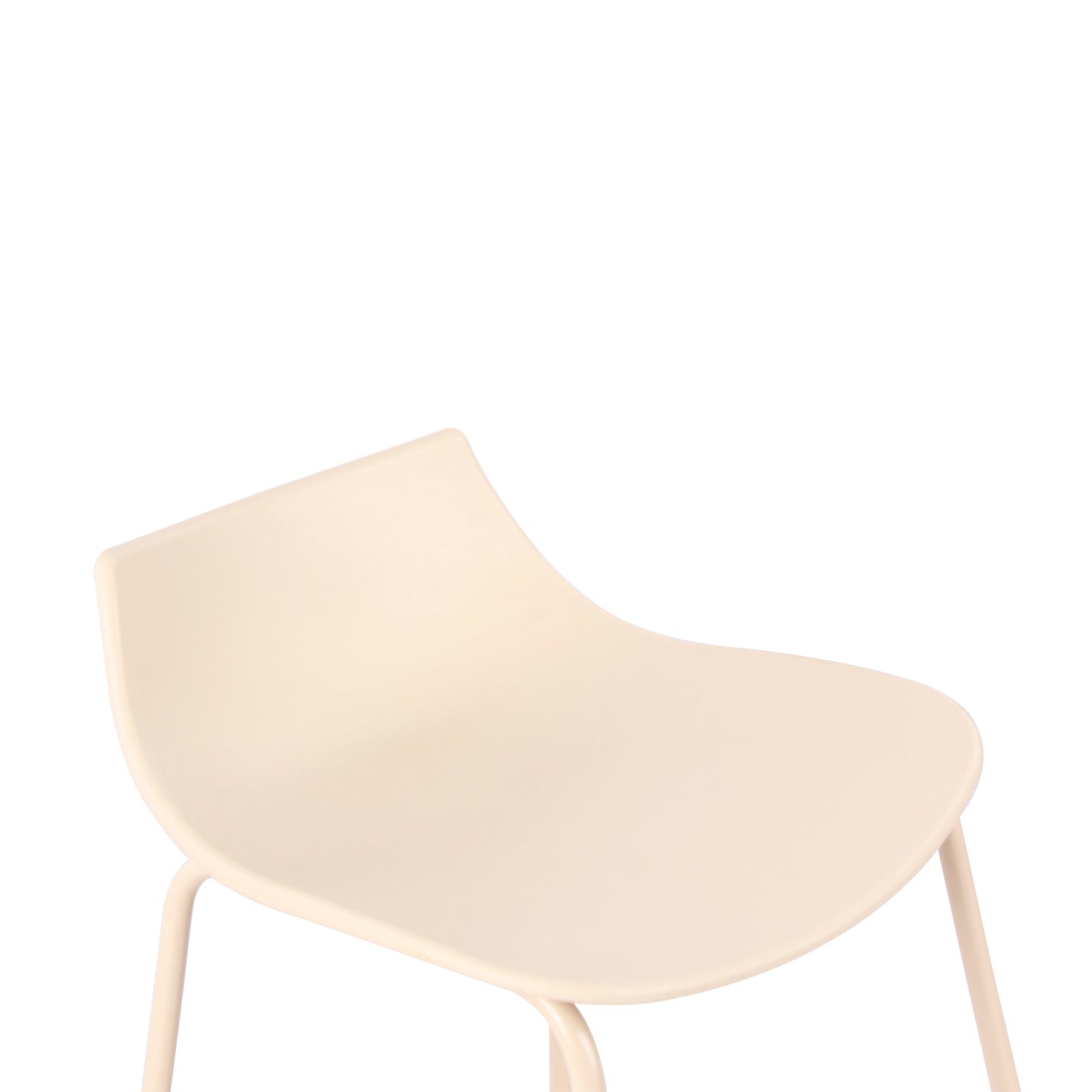 Modern Beige Bar Stool Set, PP Seat & Metal Legs - LAMER BEIGE 2PCS