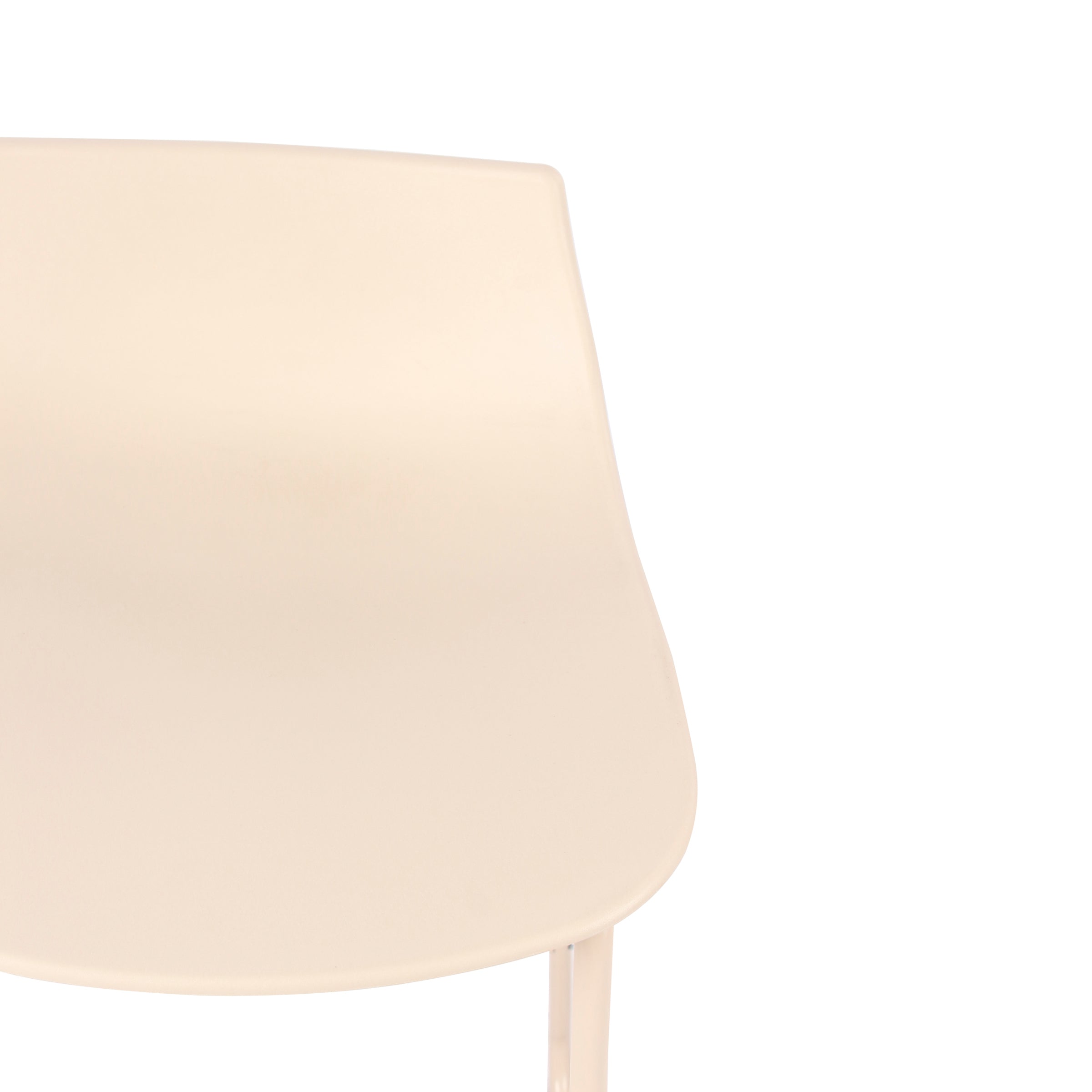 Modern Beige Bar Stool Set, PP Seat & Metal Legs - LAMER BEIGE 2PCS