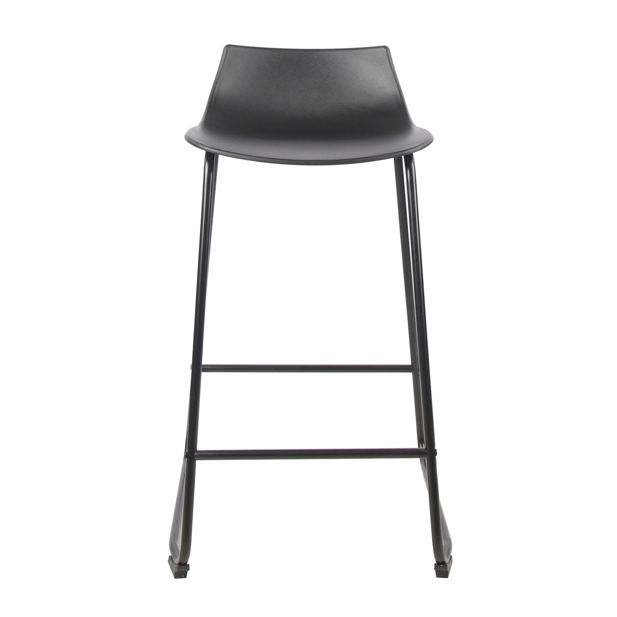 Modern Black Bar Stool, PP Seat & Metal Legs - LAMER BLACK