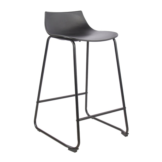 Modern Black Bar Stool Set, PP Seat & Metal Legs - LAMER BLACK 2PCS