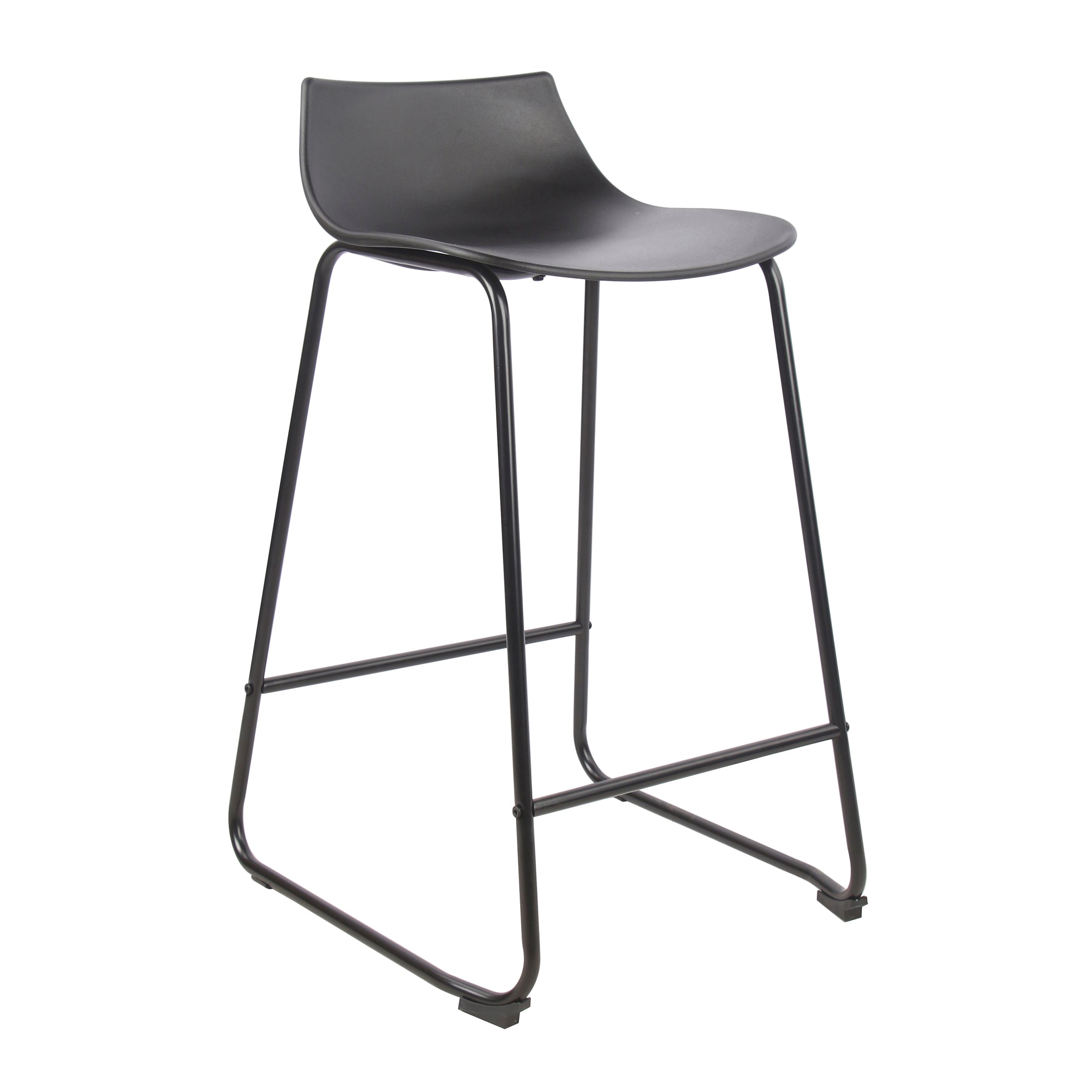 Modern Black Bar Stool, PP Seat & Metal Legs - LAMER BLACK