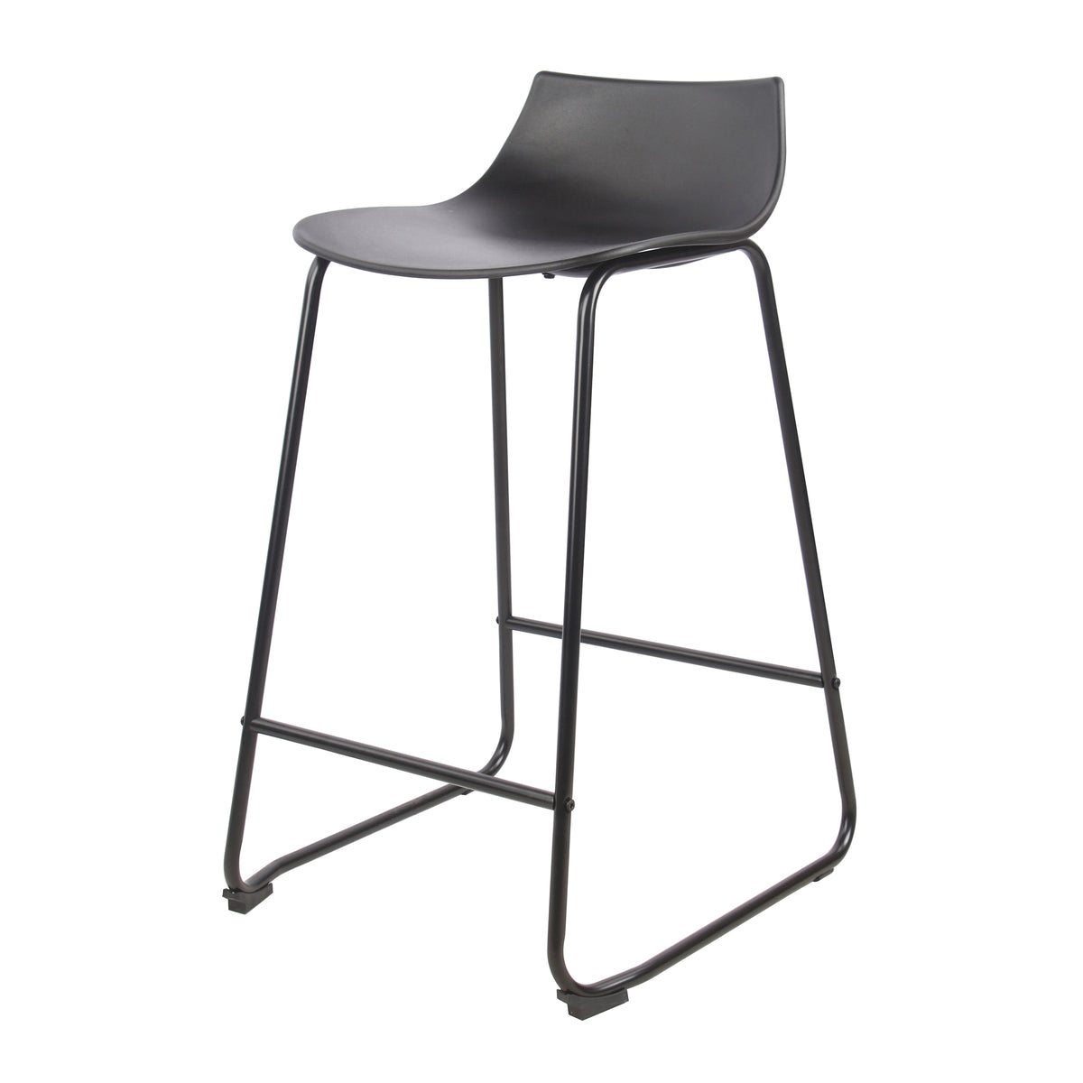 Modern Black Bar Stool Set, PP Seat & Metal Legs - LAMER BLACK 2PCS